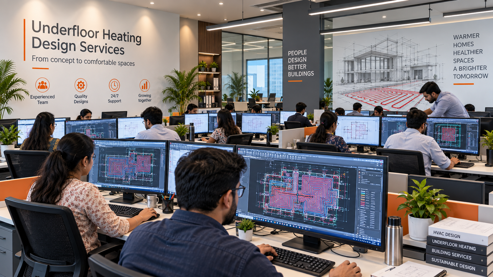 ASAV CAD design office with drafting teams at work